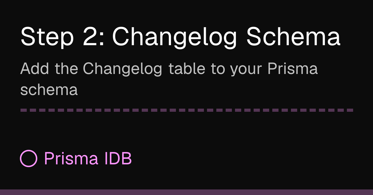 Step 2: Changelog Schema | Prisma IDB